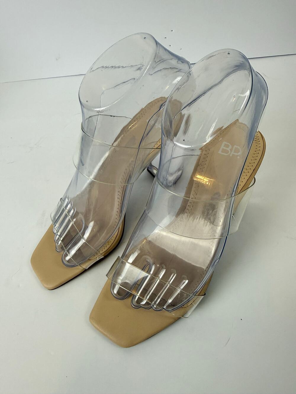 BP Nordstrom Womens Shoes Size 5 M Clear Nola Slip On Sandals Block High Heels